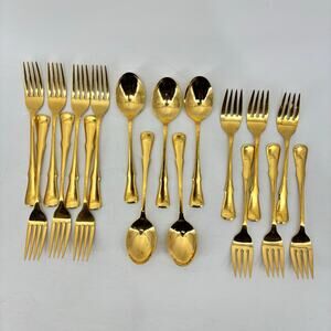 Northland Stainless Gold Spoons Forks Japan 18 Pcs Cottagecore